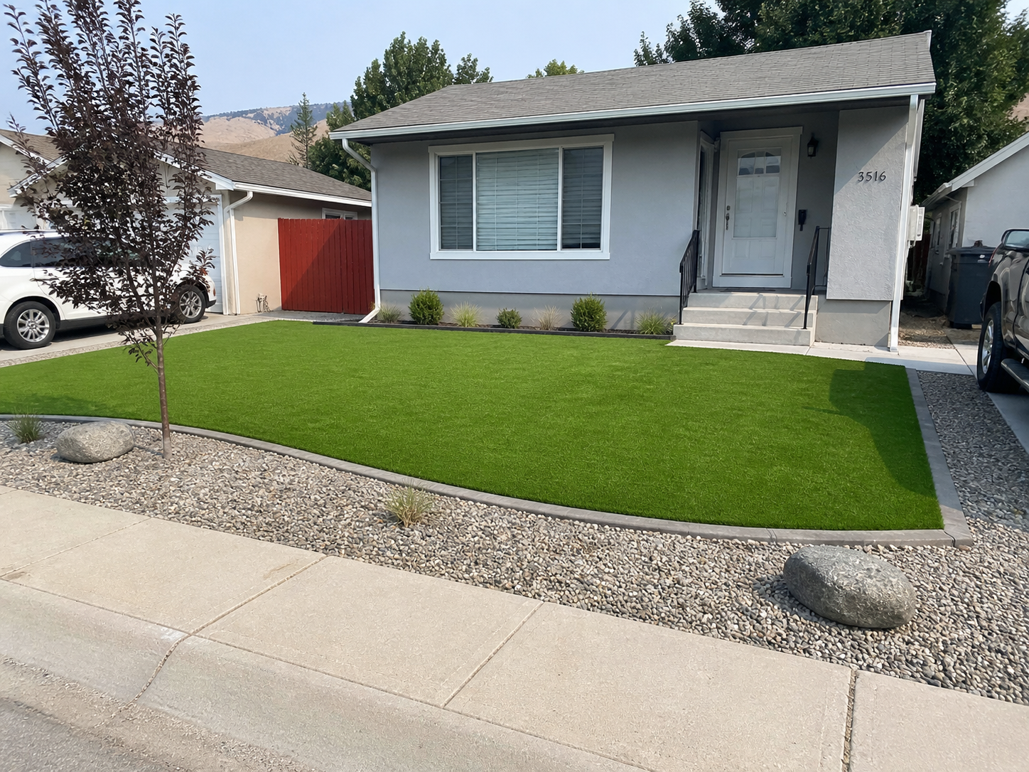 Artificial turf front yard Oliver Okanagan