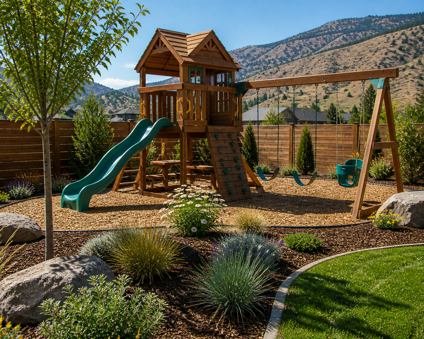 Backyard playground installation Penticton